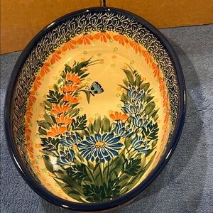 Polish Pottery Spring Garden Oval Baker